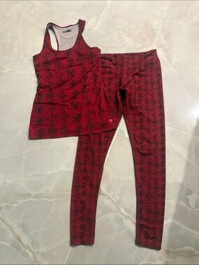 LIJA Red & Black Printed Tank and Legging Set